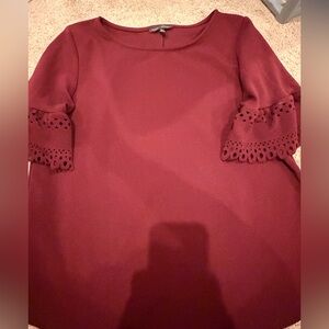 Moa Moa Burgundy Blouse with Lace Sleeves